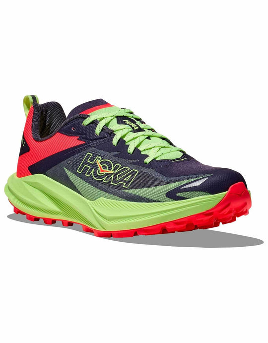 Scarpa da trail con sistema di allacciatura classico e suola resistente per alta traspirabilità e ammortizzazione.