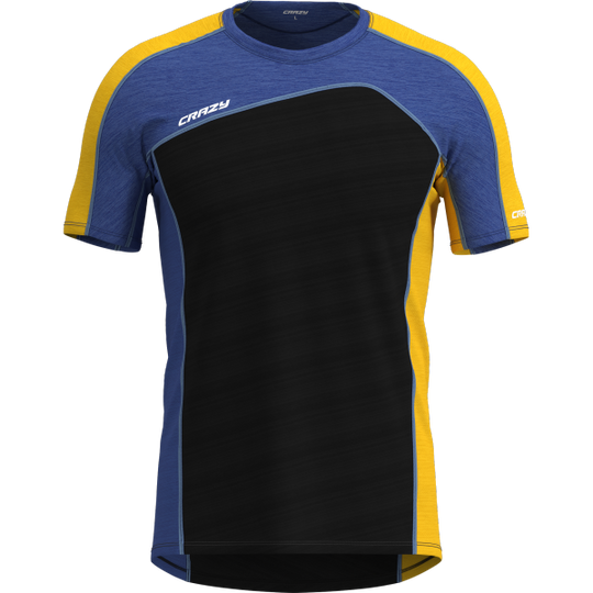 Technical Shirt Resolution with vivid colors, quick-dry S-Café fabric, odor-resistant, anti-chafing seams, and UV protection; sporty and breathable.