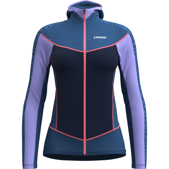 Pull Traverse Donna mid layer trekking leggero con zip frontale e cappuccio ergonomico