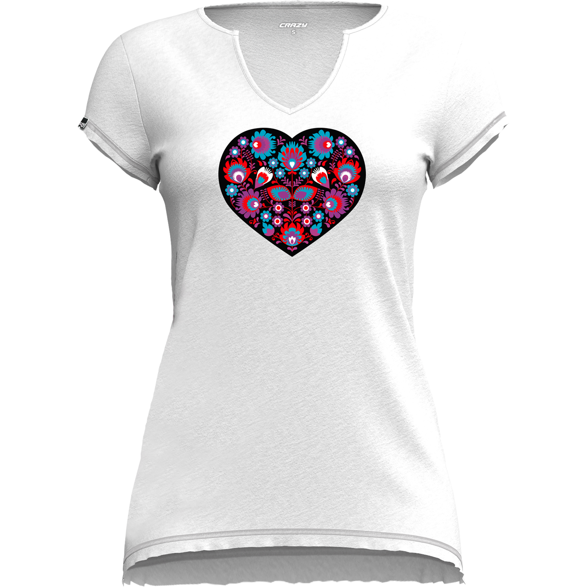 T-shirt Mandala in canapa naturale con collo a V e maniche corte, design artigianale urbano