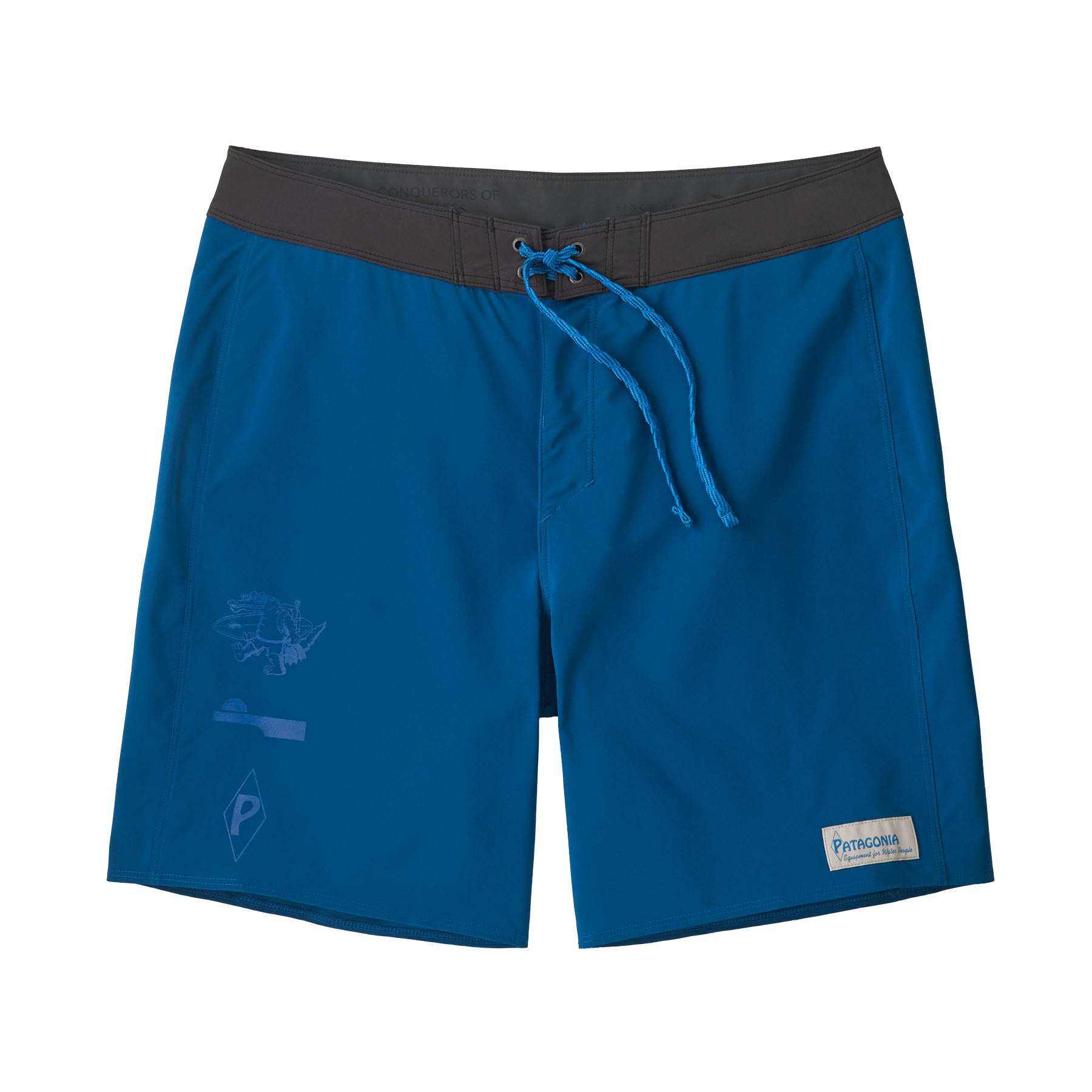 Hydropeak Boardshorts (18 In.) in blue with adjustable waistband and back pocket, made from recycled polyester and elastane.
