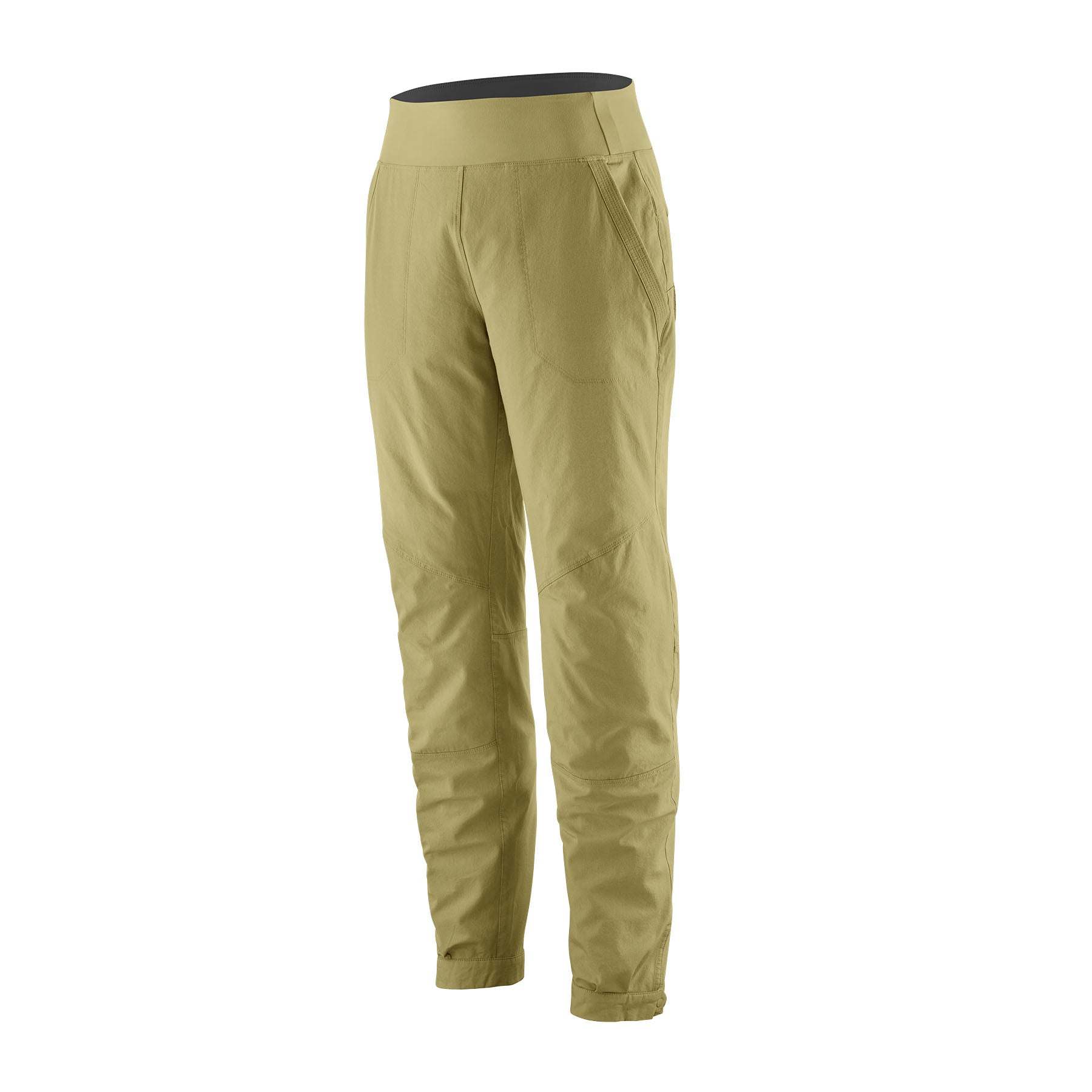 W's Caliza Rock Pants made of breathable, stretchy Regenerative Organic Certified cotton blend, designed for rock climbing comfort and mobility.