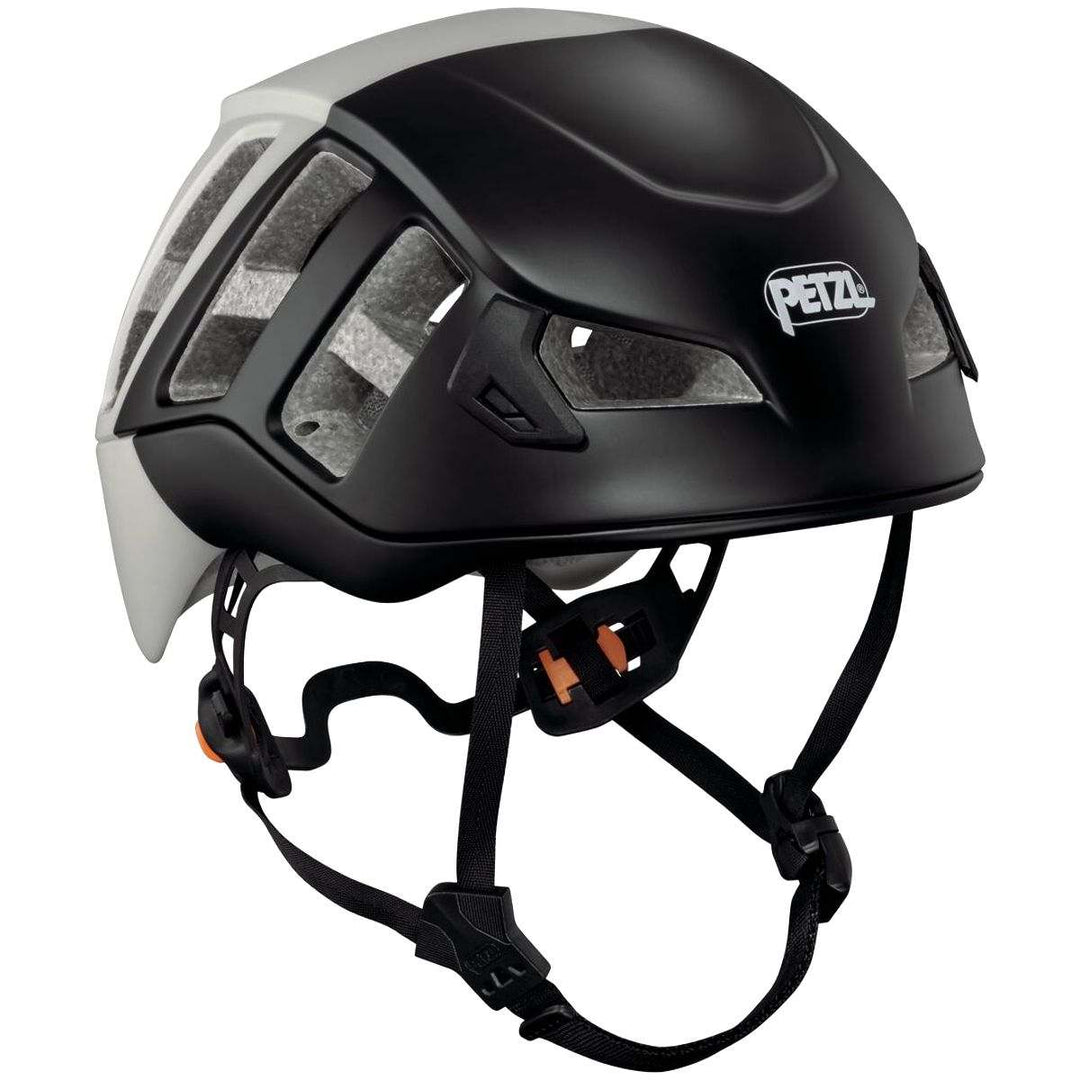 Casco Meteor Petzl leggero e ventilato per arrampicata e alpinismo con design avvolgente e clip per lampada frontale