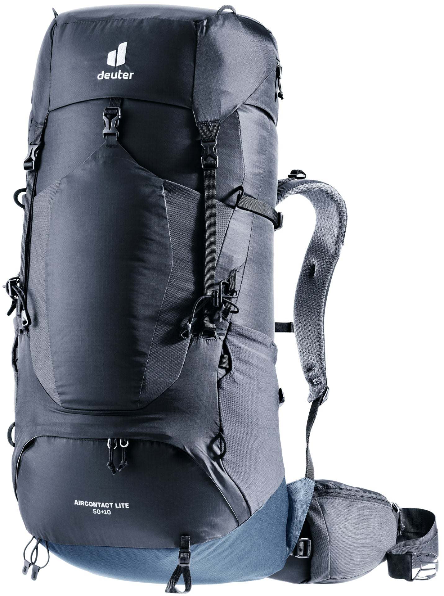 Lightweight Aircontact Lite backpack with ergonomic straps and adjustable features for long-distance trekking.