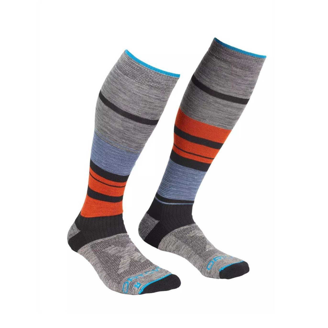 Mountain long socks with Merino wool, seamless design, and ankle support for optimal warmth and fit.