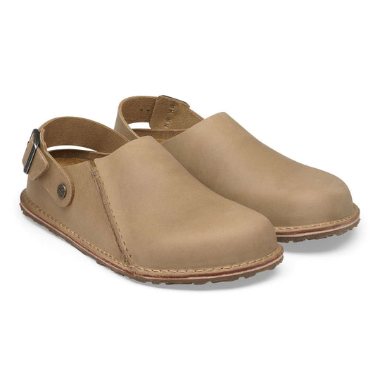 Birkenstock Lutry Premium Oiled Leather - Tabacco Brown - coppia in prospettiva
