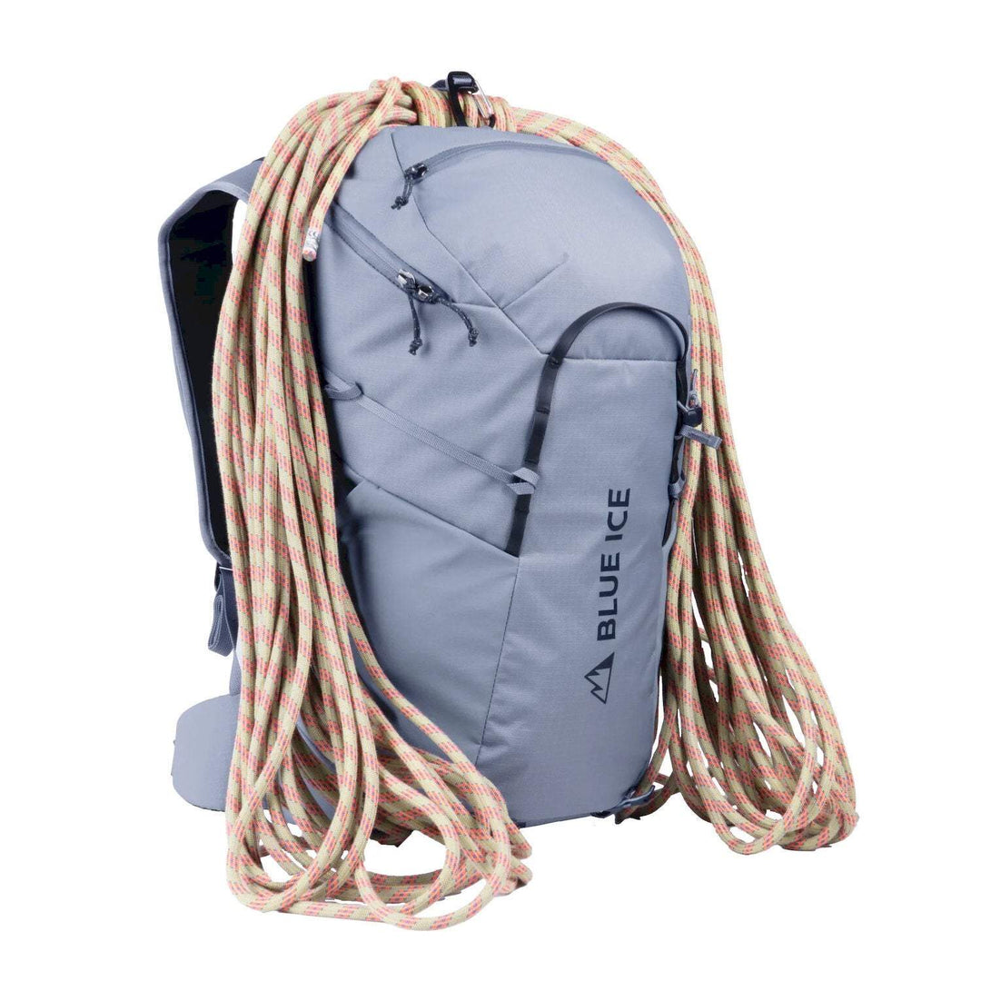 Blue Ice Prisma 24 Pack climbing backpack with breathable mesh back and multiple gear attachments for summer adventures