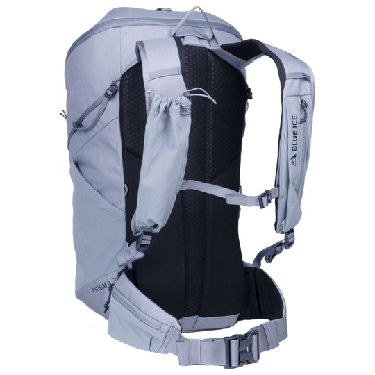 Prisma 30 Pack hiking backpack with ergonomic straps, breathable mesh back, helmet holder, and hydration compatibility.