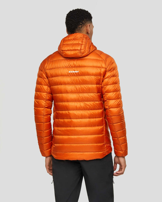 Mammut Broad Peak In Hooded Jacket Men - Autumn Larice - indossata, vista posteriore