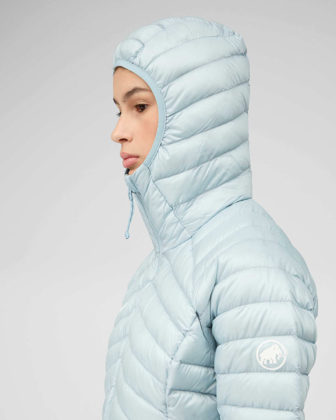 Mammut Broad Peak In Hooded Jacket Women - Nebla - dettaglio cappuccio laterale