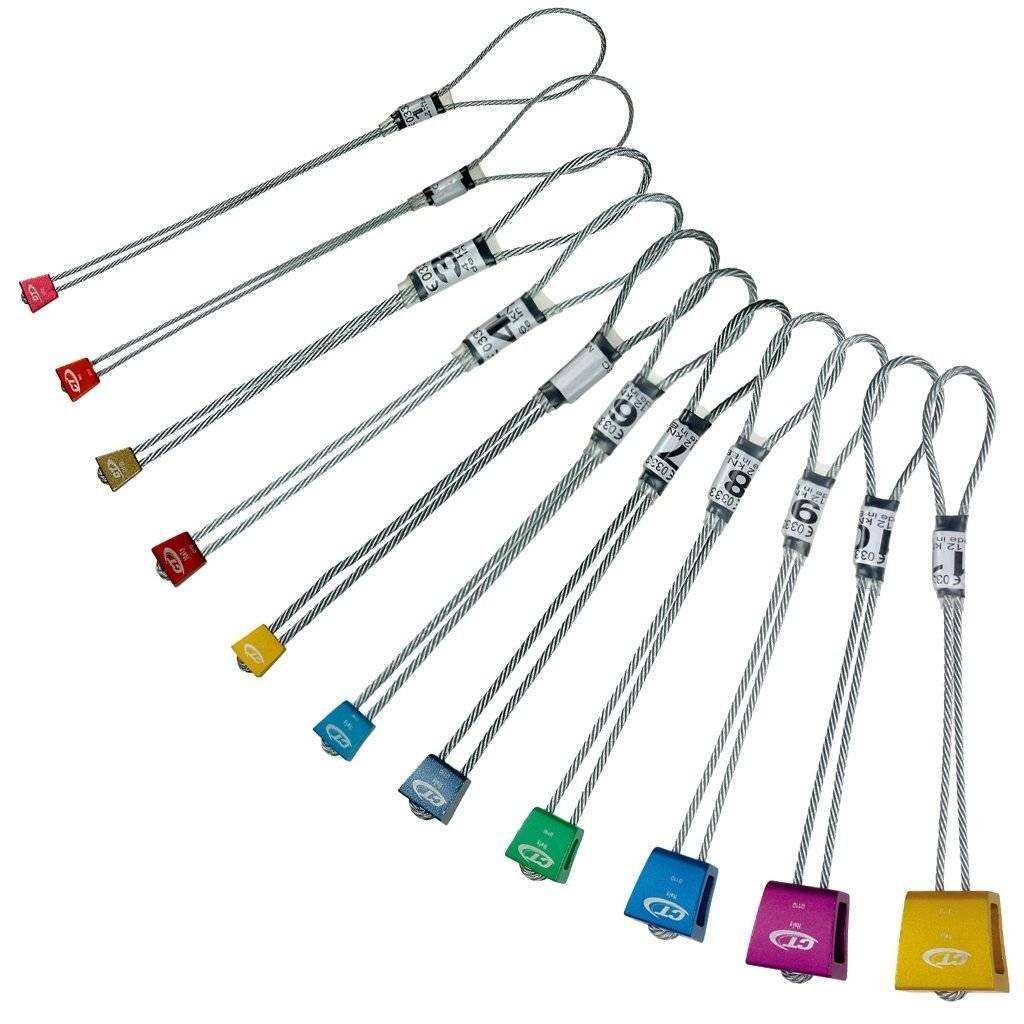 Set of anodized lightweight carved chocks size 1-11 with color-coded sizes and improved head slot design