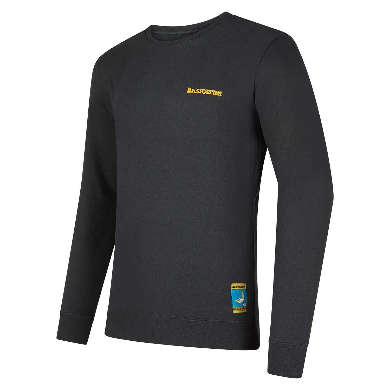 Moon Sweatshirt M in black cotton with iconic climbing-themed print.