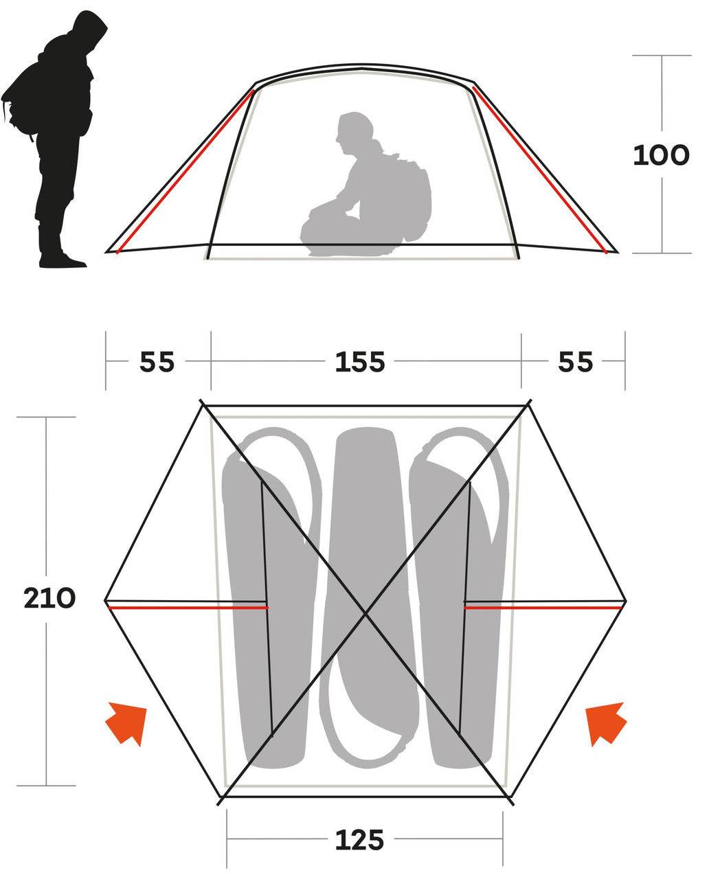 Tenda Blow 3 campeggio resistente e leggera per outdoor