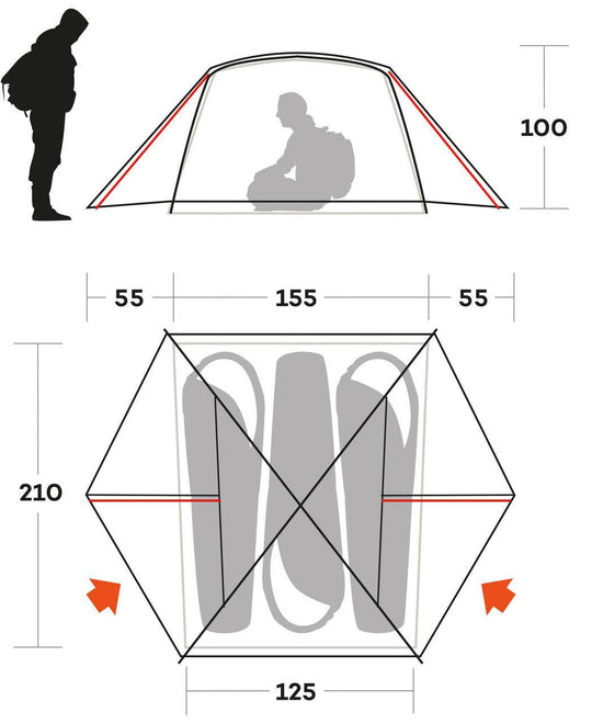 Tenda Blow 3 campeggio resistente e leggera per outdoor