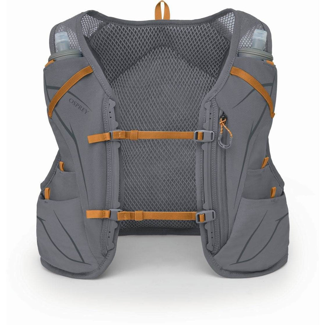 Trail running vest Duro 6 with hydration bottles and storage pockets.