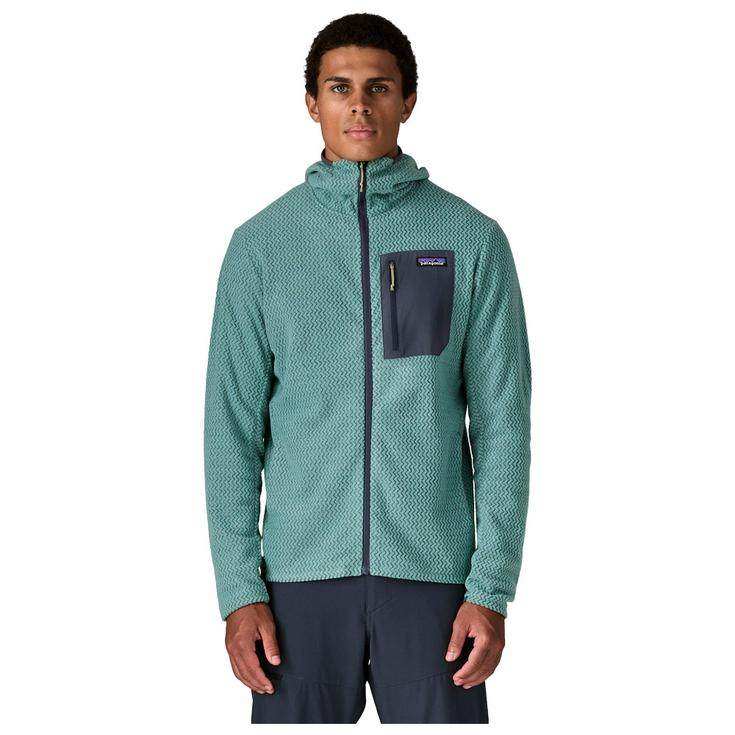 M's R1 Air Full-Zip Hoody lightweight breathable recycled polyester technical fleece jacket with hood and zippered pockets