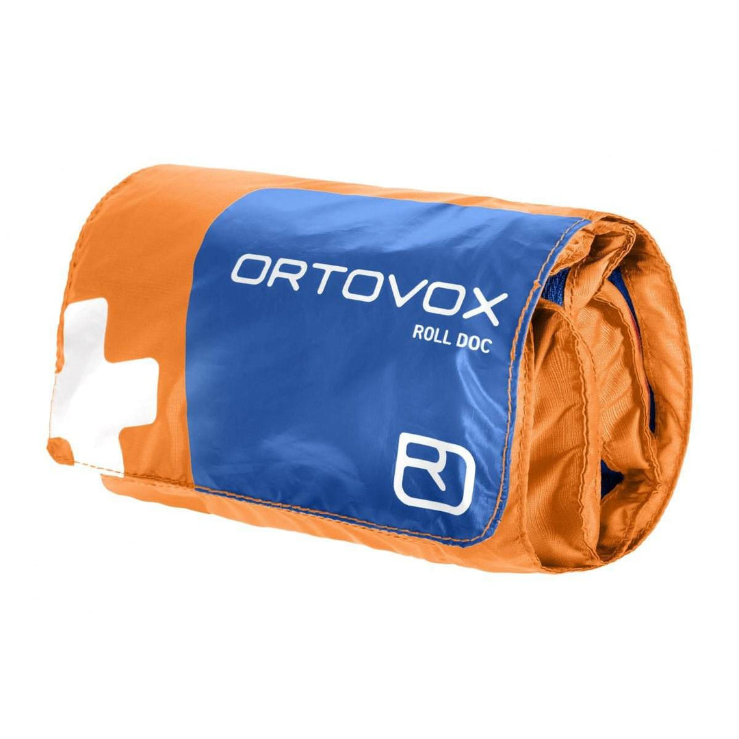 ORTOVOX First Aid Roll Doc kit, compact and essential for emergency situations in the mountains.