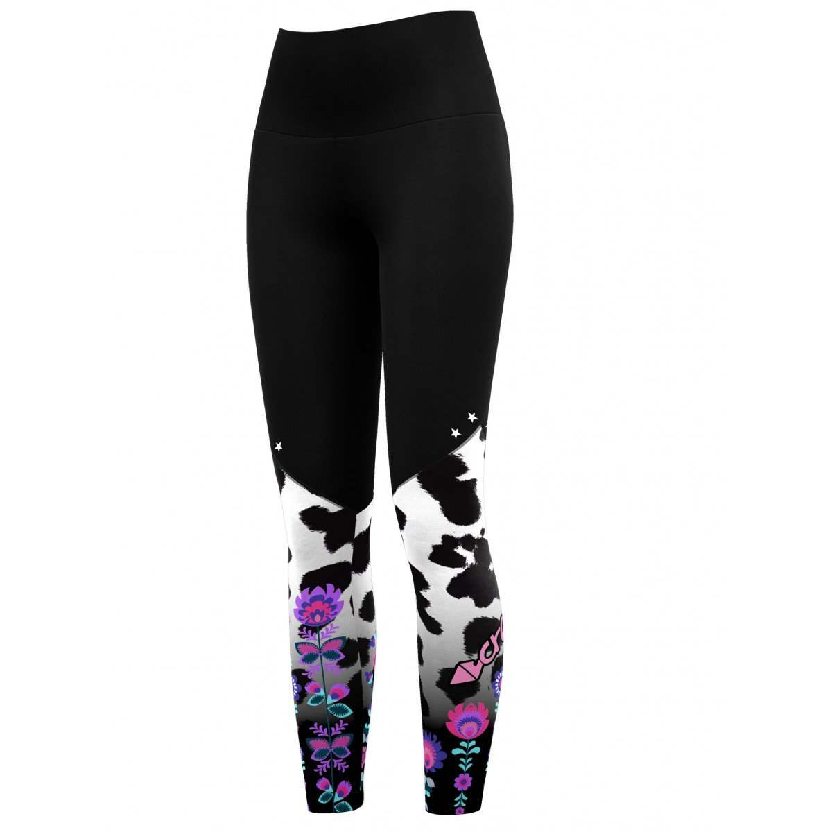 Women's Fuseaux Kinsej running leggings with all-over fashion jeans print, high waist with pockets, seamless design.
