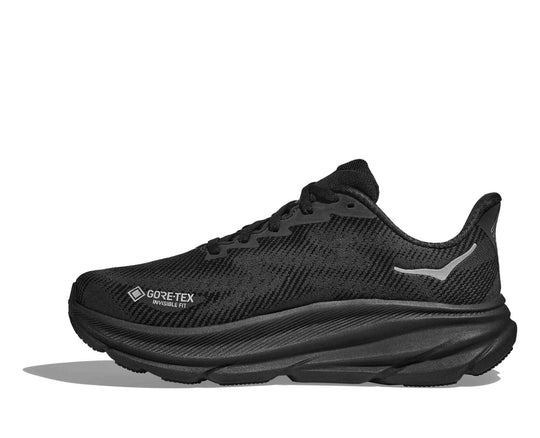 HOKA Clifton 9 Gtx donna Black/Black, vista laterale interna
