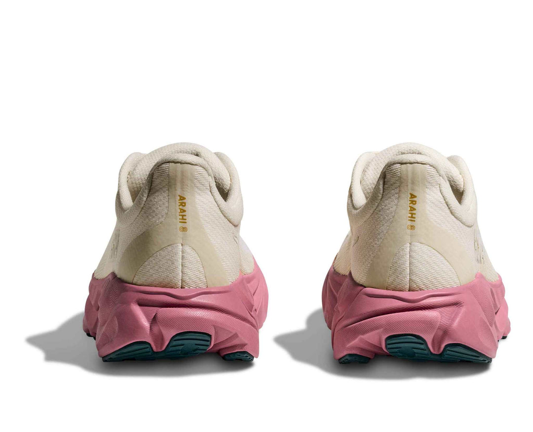 HOKA Arahi 8 donna Alabaster/Lingonberry, vista posteriore della coppia