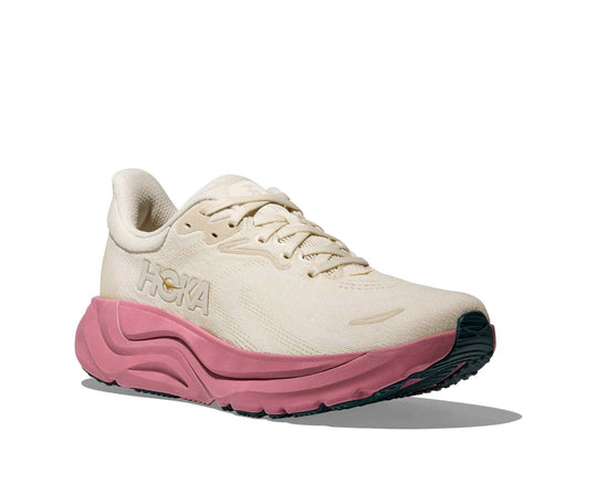 HOKA Arahi 8 donna Alabaster/Lingonberry, vista di tre quarti frontale