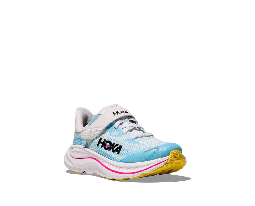 HOKA Clifton 10 Little Kids bambini Frost/Soaring Blue, vista di tre quarti frontale