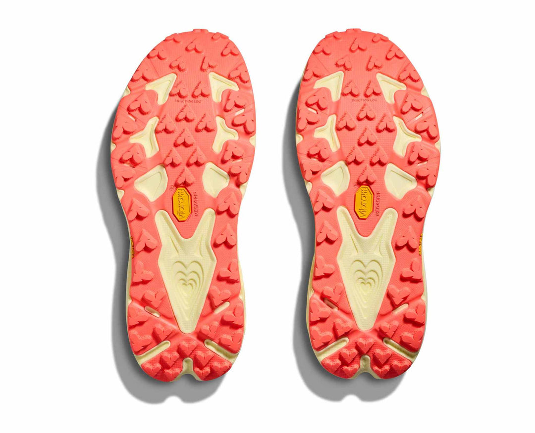 HOKA Speedgoat 7 donna Vintage Yellow/Neon Flame, battistrada della coppia
