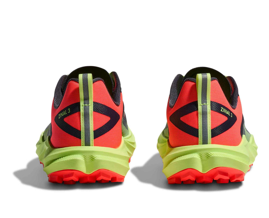 HOKA Zinal 3 donna Squid Ink/Neon Yuzu, vista posteriore della coppia