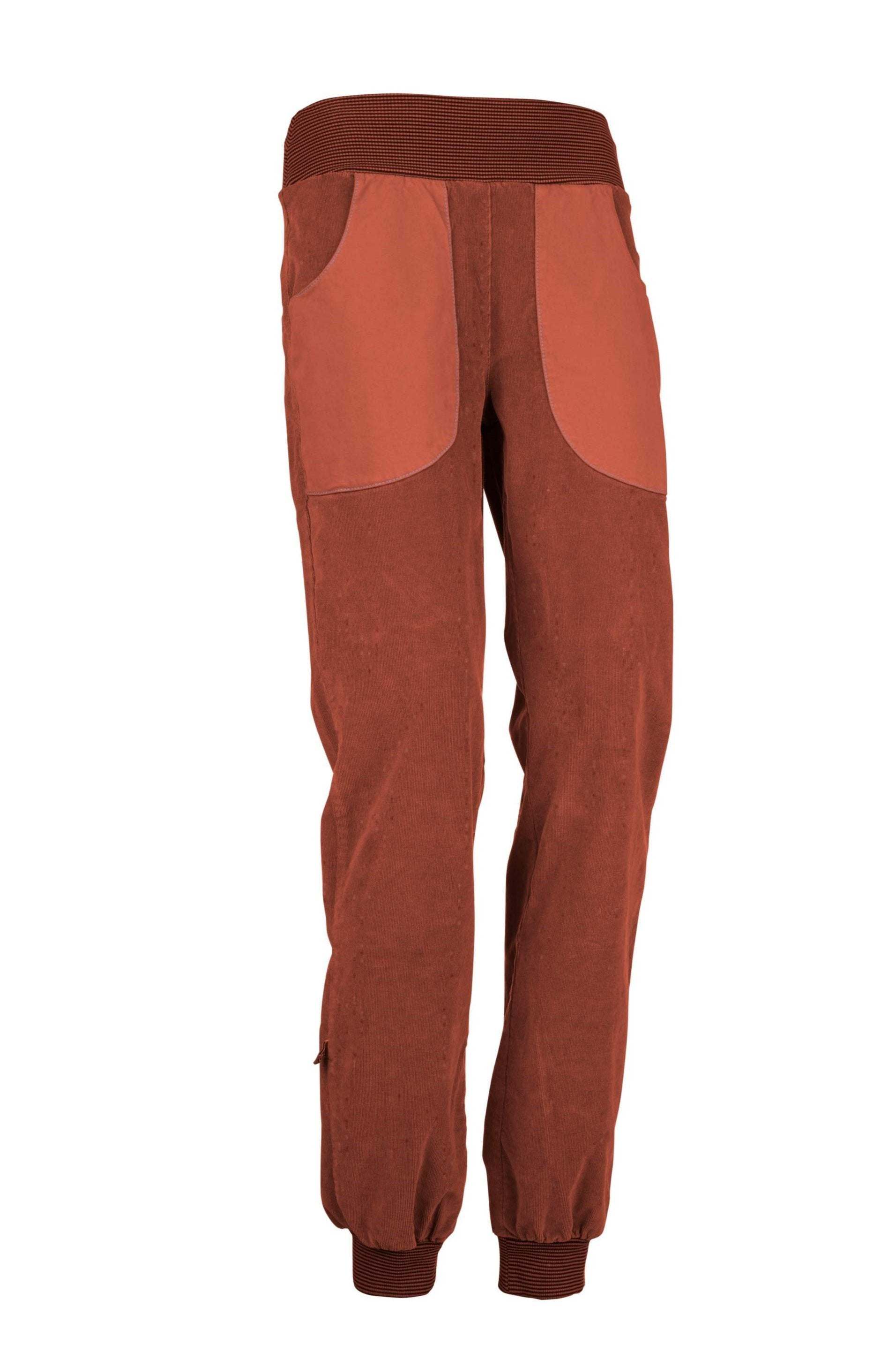 Pantaloni da outdoor in velluto a coste di cotone biologico con tasca satinata e ricamo, produzione italiana