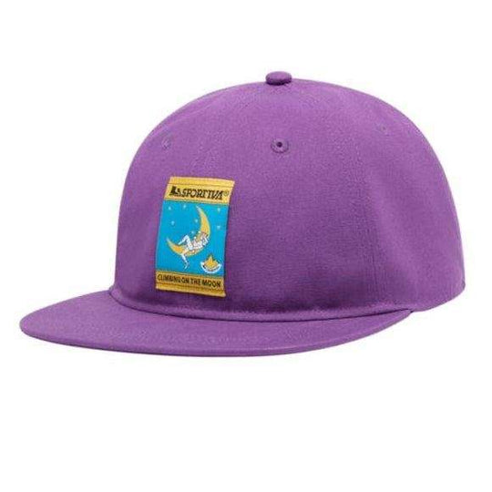Berretto viola Climbing On The Moon Hat per arrampicata e uso quotidiano con tessuto morbido e logo distintivo