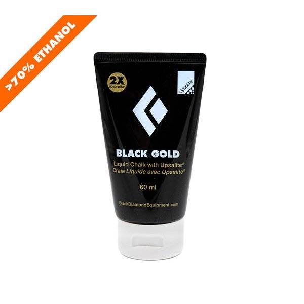 Liquid Black Gold Chalk, 60 ml tube with enhanced grip formula featuring 10% Pure Gold and Upsalite for twice the absorption.