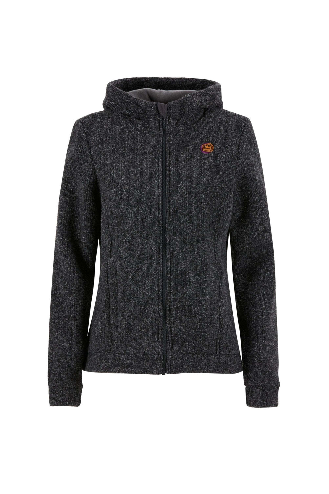 Long-sleeve hooded sweater, regular fit, outdoor concept, heart-side embroidery, made in Italy.