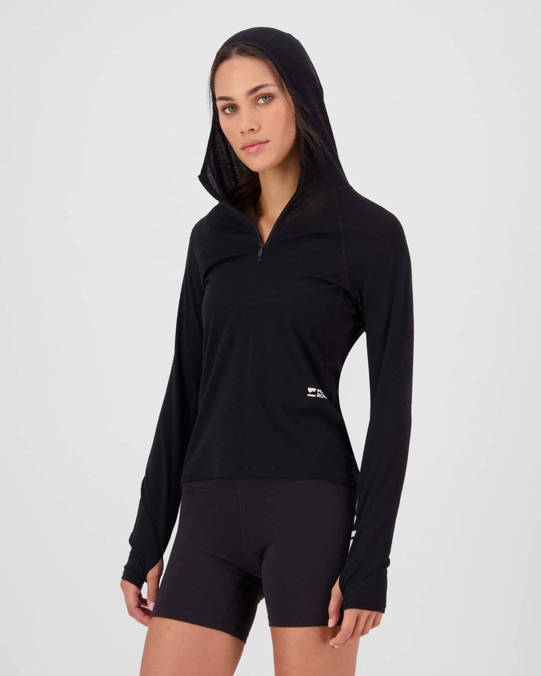Mons Royale Bella Merino Long Sleeve Hood donna - Black - 1
