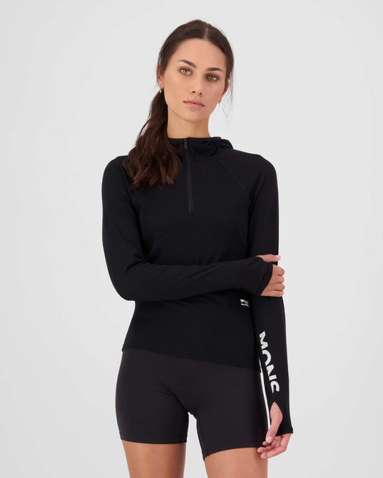 Mons Royale Bella Merino Long Sleeve Hood donna - Black - 3
