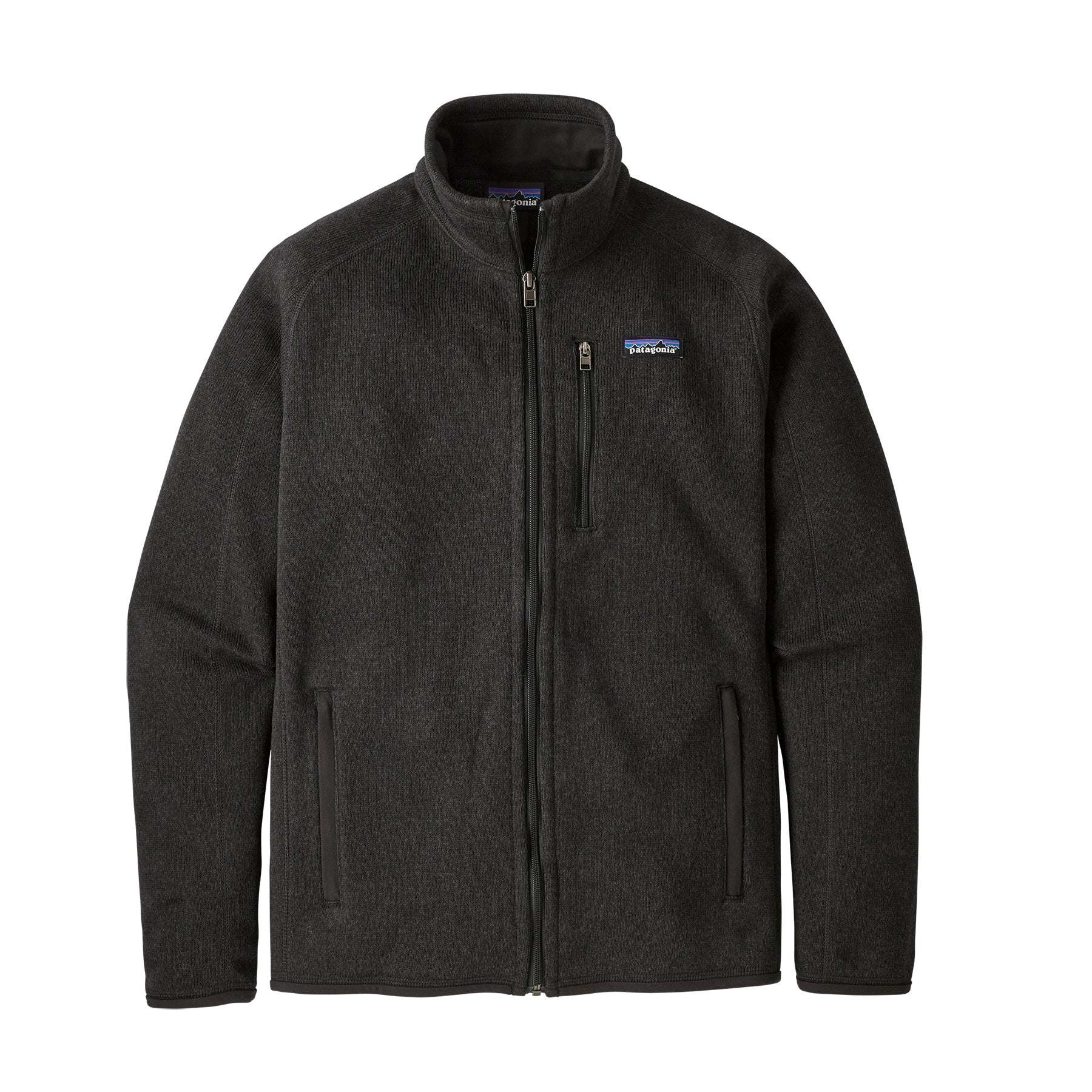 Men's recycled polyester sweater jacket with full zip and raglan sleeves.