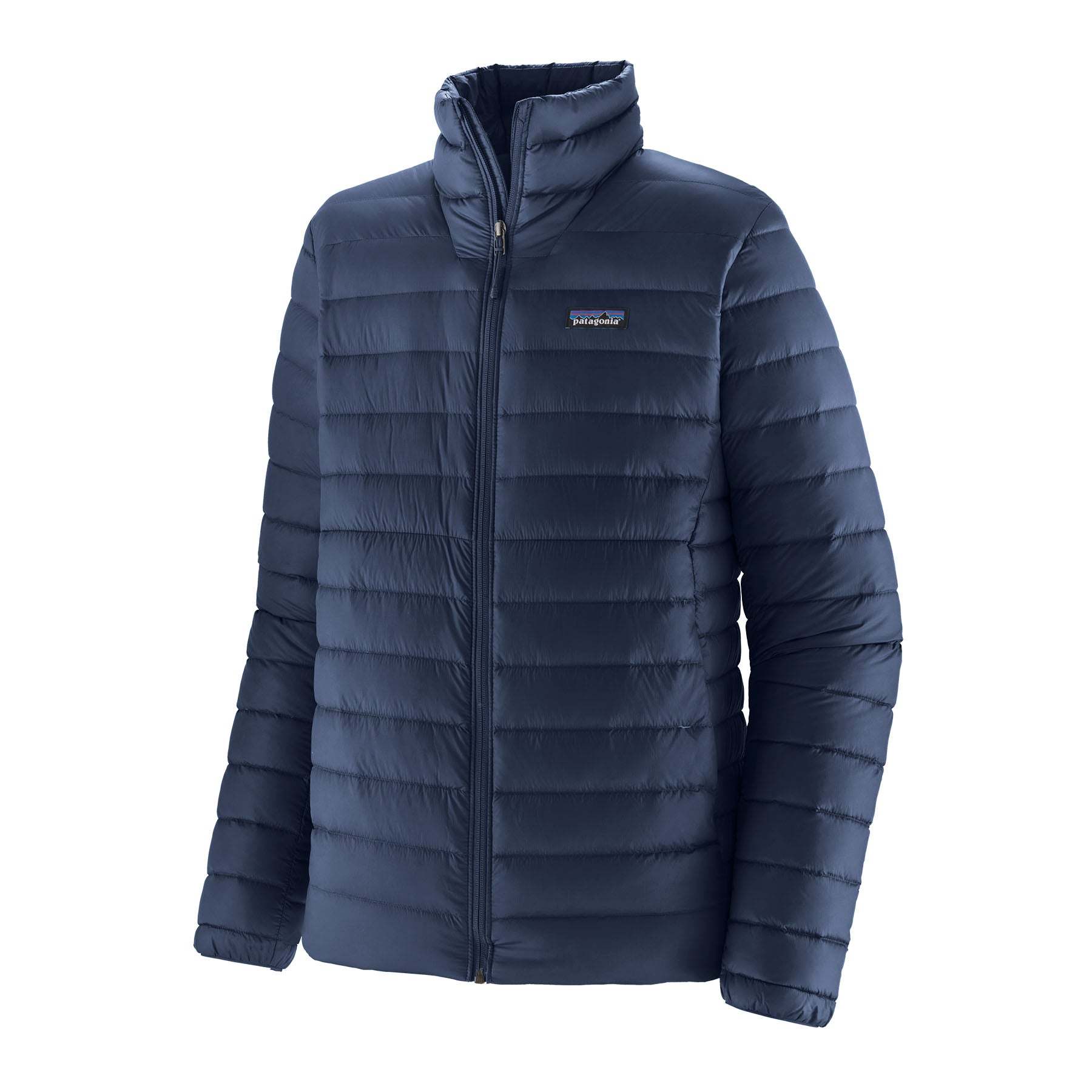 Men's blue down sweater, lightweight and windproof, made from recycled nylon with 800-fill-power responsible down.
