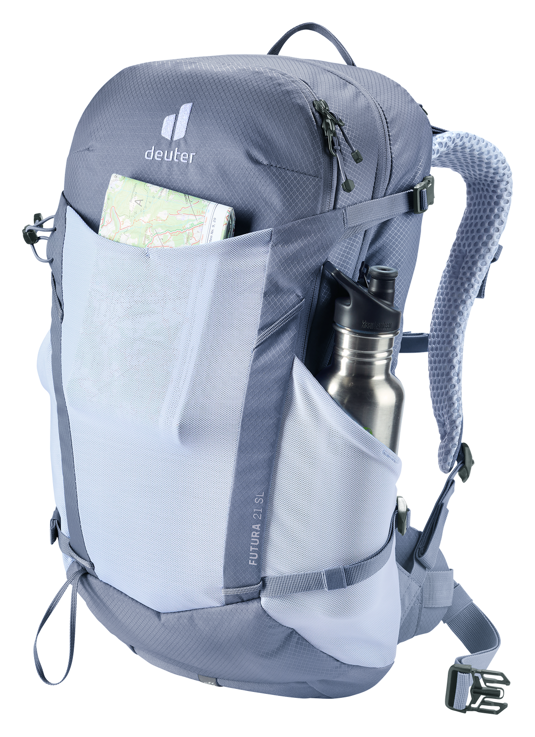 Deuter Futura 21 SL Polar/Bluejay, tasche con mappa e borraccia