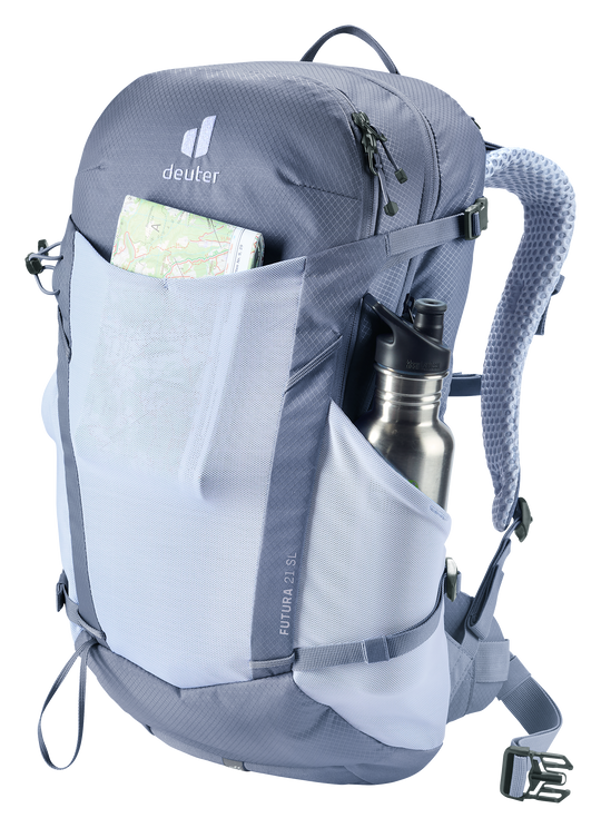 Deuter Futura 21 SL Polar/Bluejay, tasche con mappa e borraccia