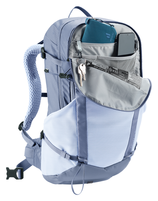 Deuter Futura 21 SL Polar/Bluejay, tasca superiore aperta