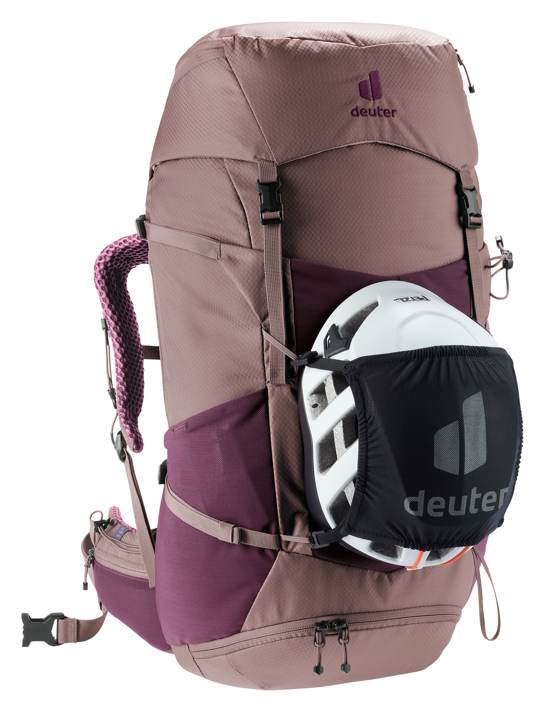 Deuter Futura Pro 38 SL Cassis/Ashrose, con portacasco