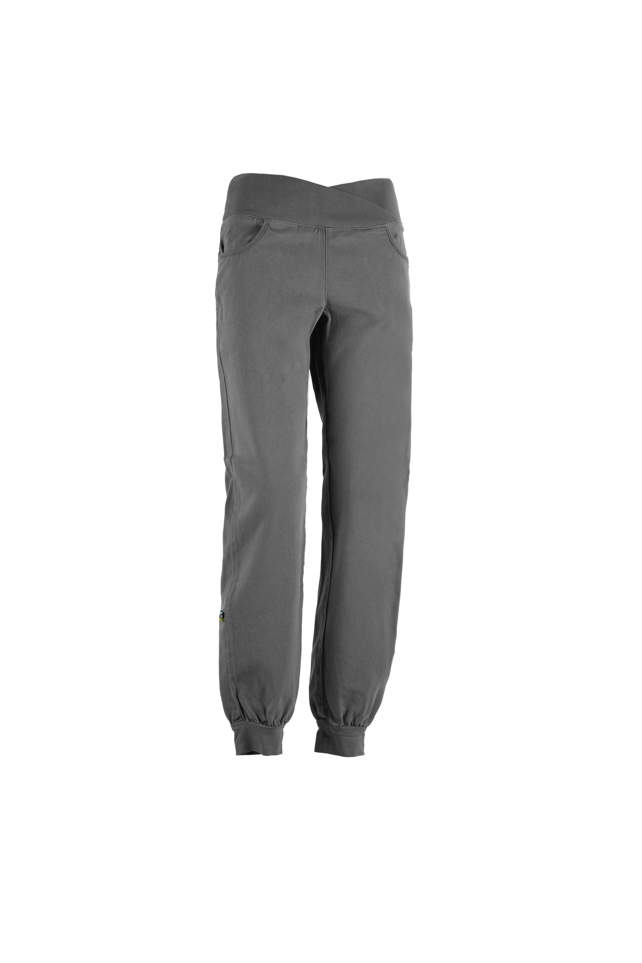 Olivia gabardine stretch pants in lyocell and cotton with elastic waist and embroidery, ideal for outdoor activities.