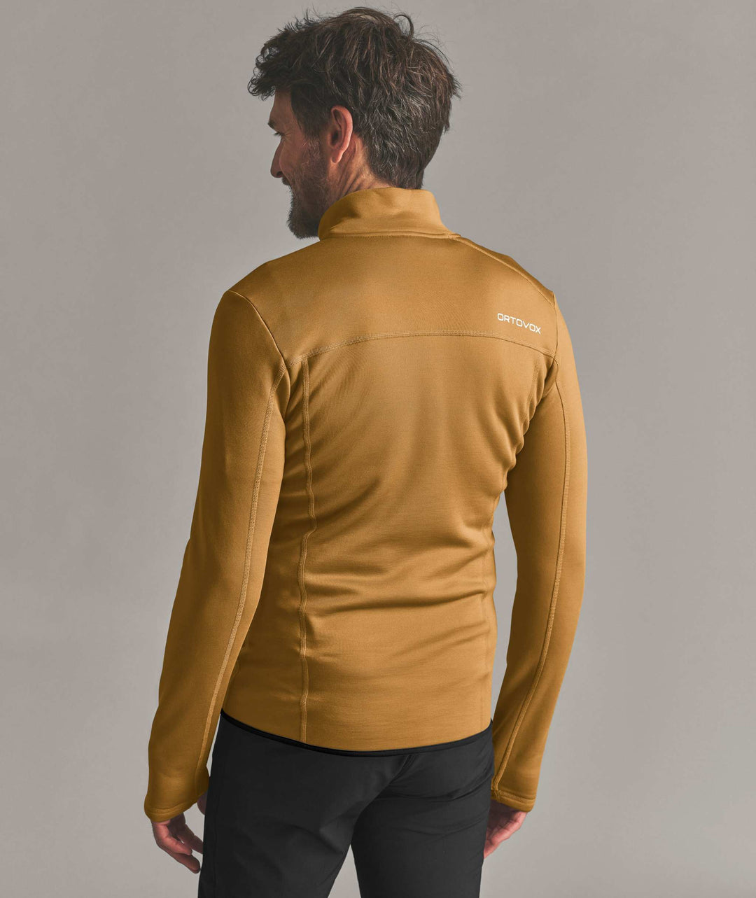 Ortovox Fleece Jacket M Dark Cumin - indossato retro