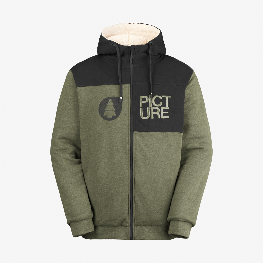 Picture Basement Plush Zip Hoodie Grape Leaf Melange – fronte su fondo neutro