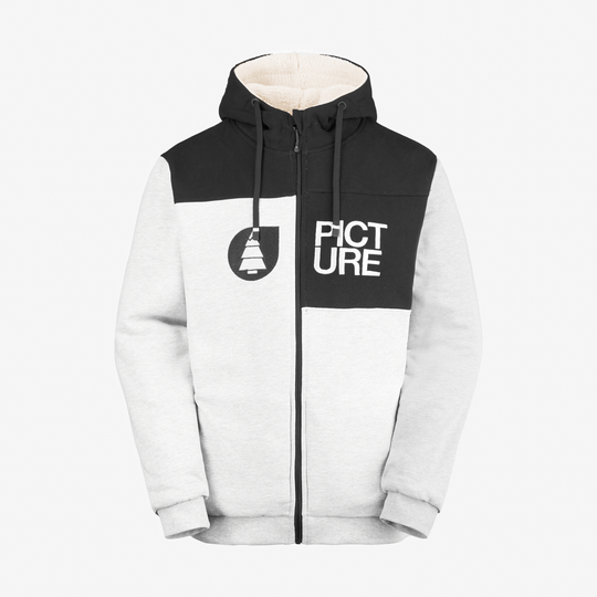 Picture Basement Plush Zip Hoodie Grey Melange – fronte su fondo neutro