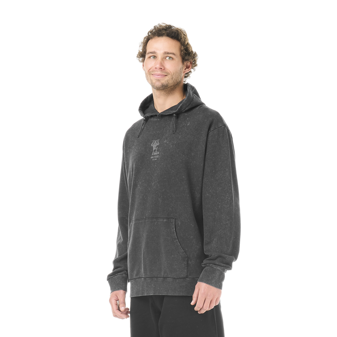 Picture Bigfoot Hoodie Black Washed – fronte indossato