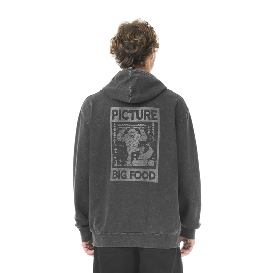 Picture Bigfoot Hoodie Black Washed – retro indossato