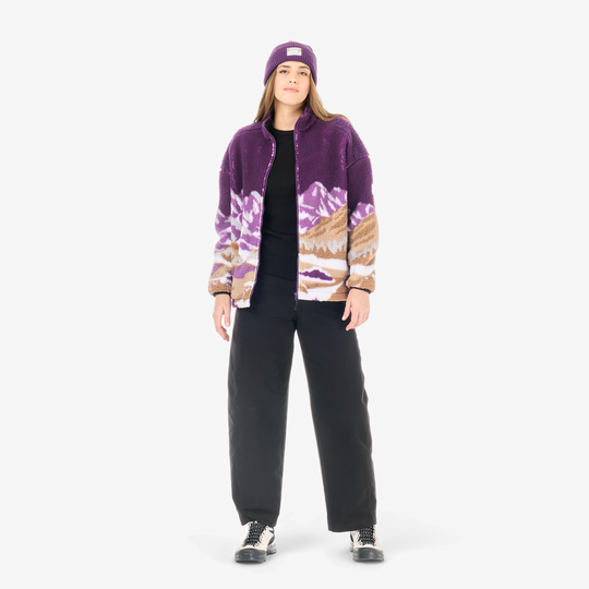 Picture Nyss Zip Fleece Landscape Grape, indossato frontale intero