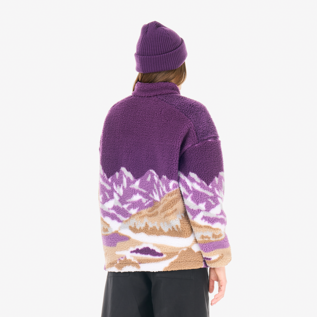Picture Nyss Zip Fleece Landscape Grape, indossato retro