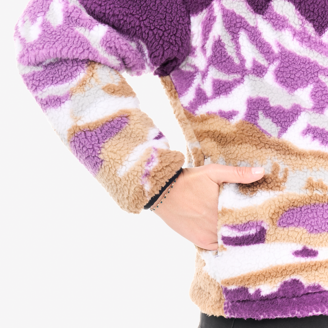 Picture Nyss Zip Fleece Landscape Grape, dettaglio tasca e polsino