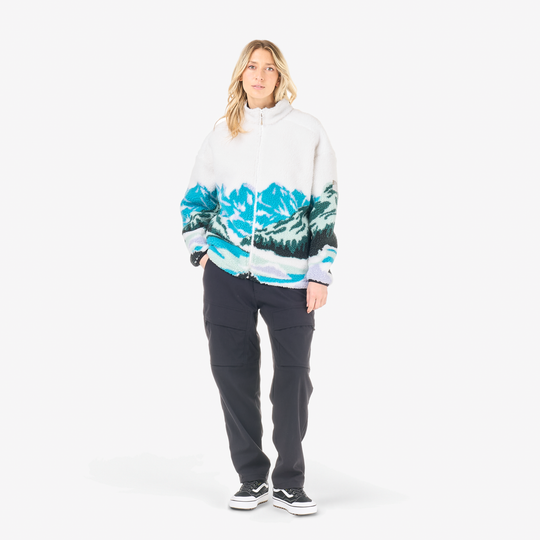 Picture Nyss Zip Fleece Landscape Pure, indossato frontale intero